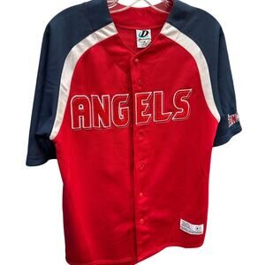 Vintage Dynasty California Angels Baseball Jersey Red Blue Medium 38-40